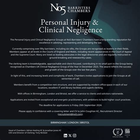 No5 Barristers' Chambers, Clinical Negligence .